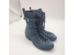 Kendall & Kylie blue denim lace-up combat boots unique 10